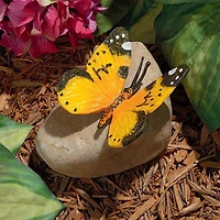Design Toscano 6" Yellow Mocker Swallowtail Butterfly on Rock Statue