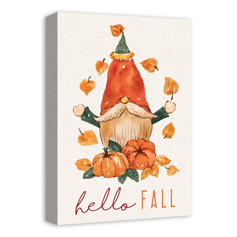 Hello Fall Gnome Canvas Wall Art