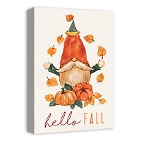 Hello Fall Gnome Canvas Wall Art