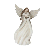 Winter Angel Figurine with Bird Accent Set