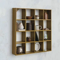 Hello Honey 27.5" Mustard Square Reclaimed Wood & Metal Wall Shelf