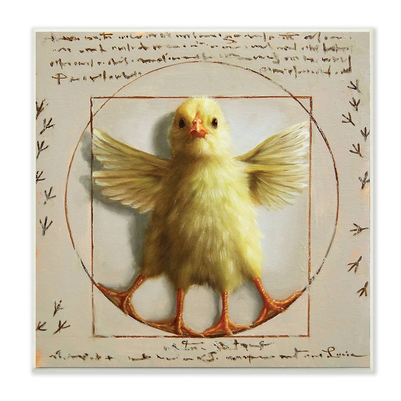Stupell Industries Vitruvian Chick Baby Farm Chicken Animal Humor, 12" x 12"