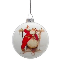 Norman Rockwell 'Filling The Stockings' Glass Disc Christmas Ornament - 3"