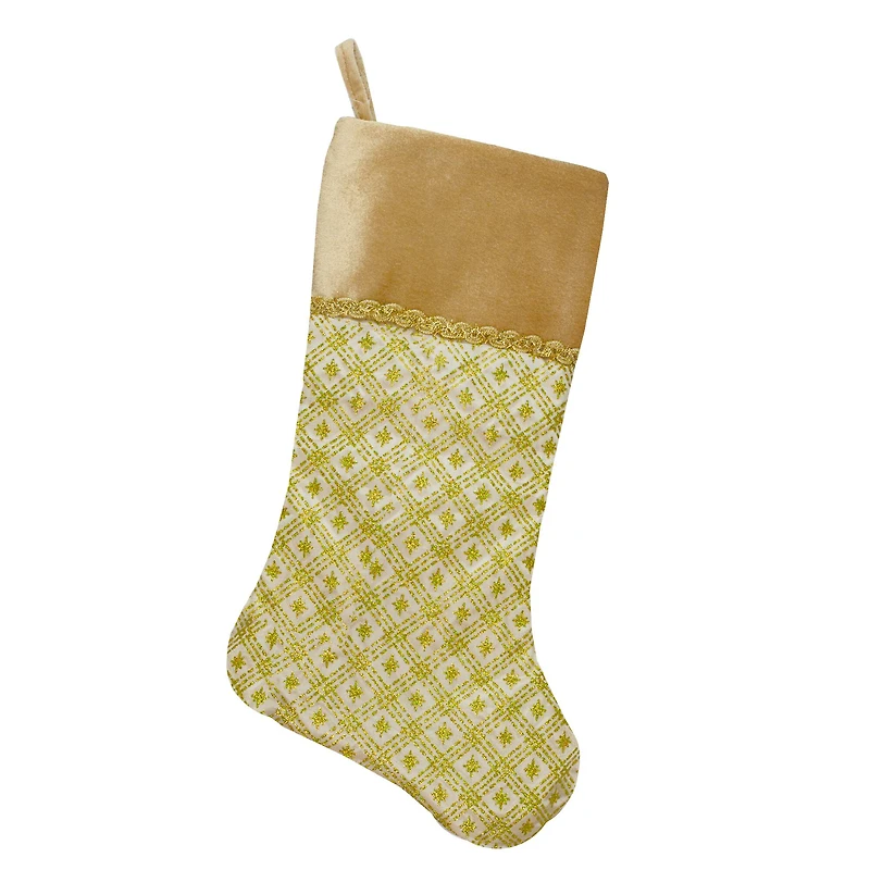 20.5" Gold Glitter Star Christmas Stocking