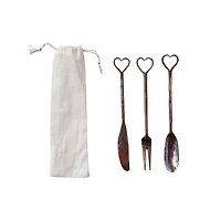 Hello Honey® Forged Copper Appetizer Cutlery Set with Heart Handles