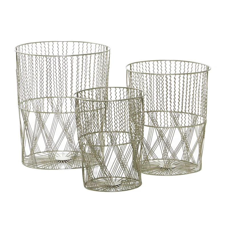 Silver Metal Contemporary Storage Basket Set