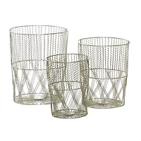 Silver Metal Contemporary Storage Basket Set