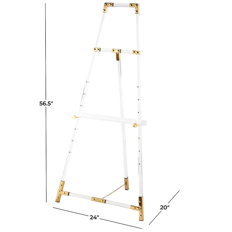 56.5" Clear Acrylic Plastic Adjustable 7-Tier Display Easel with Gold Accents & Chain Support