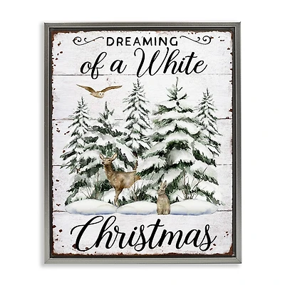 Stupell Industries White Christmas Forest Floating Frame Wall Art
