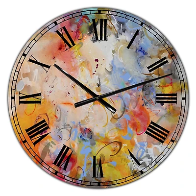 Designart Blue And Yellow Color Whirls Wall Clock