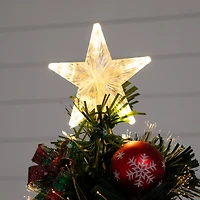 3ft. Pre-Lit Fir Artificial Christmas Tree in Planter, Clear Fiber Optic Lights