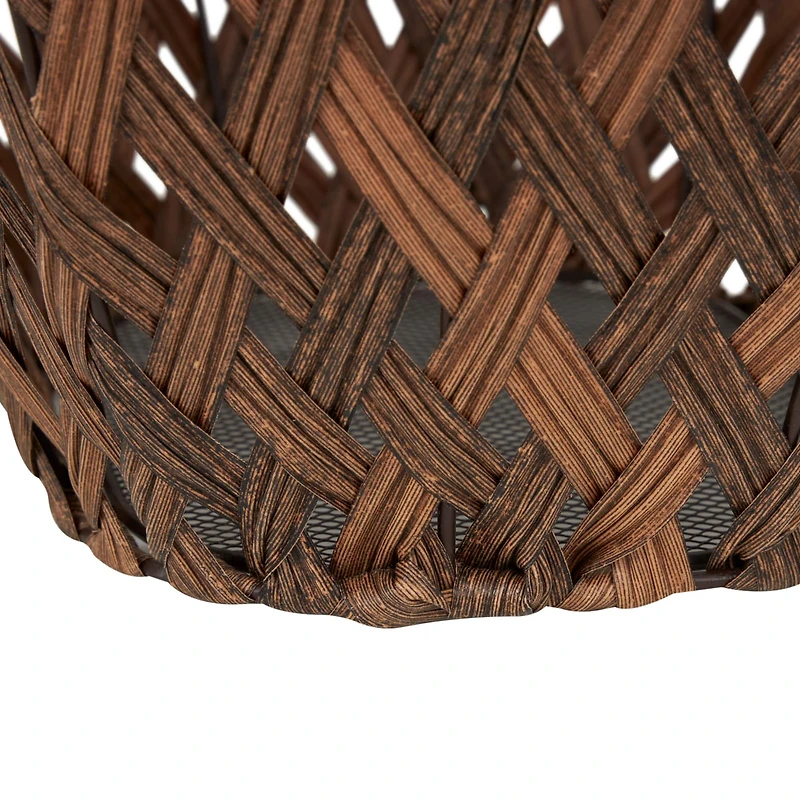 21" Bronze Plastic Rattan Geometric Woven Storage Basket