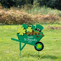 Glitzhome® 24" St. Patrick's Metal Shamrocks Wagon Yard Stake