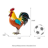 Glitzhome® 21" Vibrant Standing Metal Rooster Garden Statue
