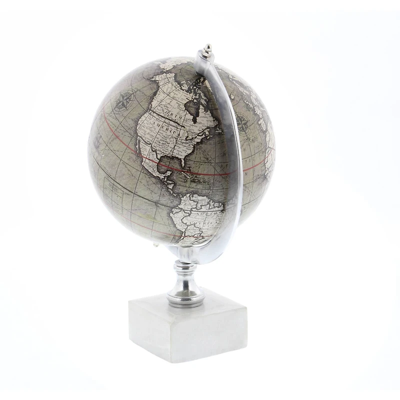 11" White Ceramic & Metal Contemporary Globe
