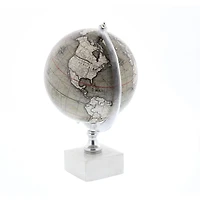 11" White Ceramic & Metal Contemporary Globe