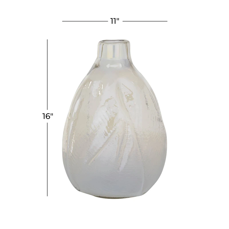 16" White Contemporary Glass Vase