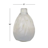 16" White Contemporary Glass Vase