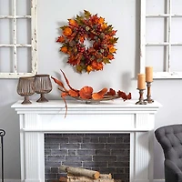 24" Orange & Brown Maple & Berry Wreath
