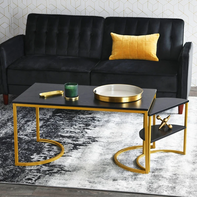 Household Essentials 18" 2-Tier Half Moon End Table