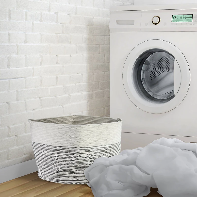 20" Woven Cotton Basket with Handles