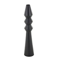 32.5" Black Metal Art Deco Fluted Decorative Vase