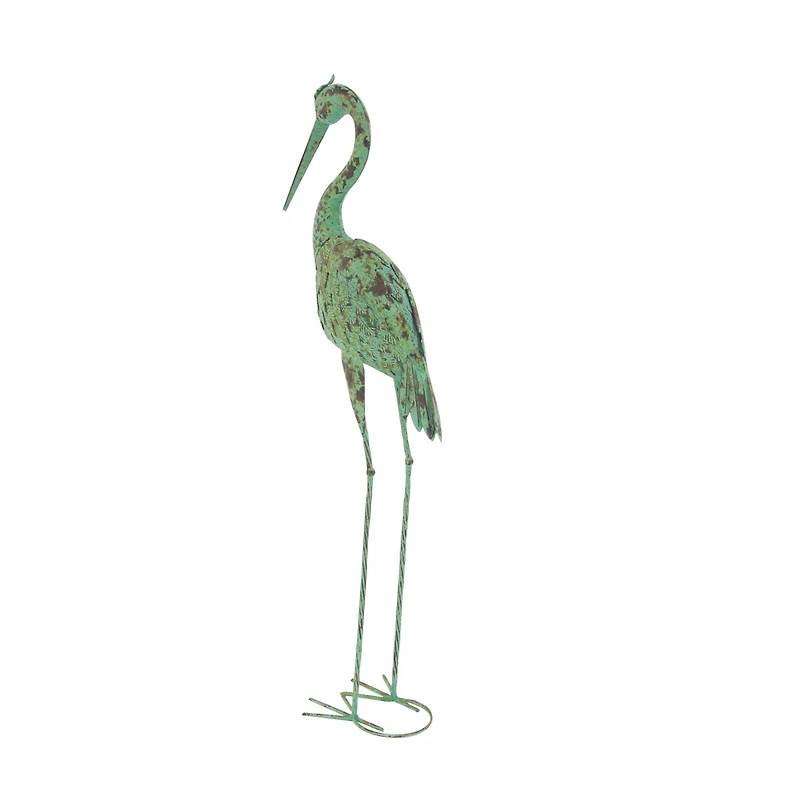 45" Green Metal Cranes Garden Sculpture Set