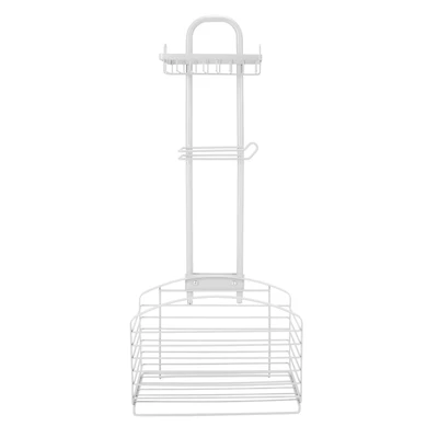 Bath Bliss Ellipse Collection White Adjustable Bathroom Organizer