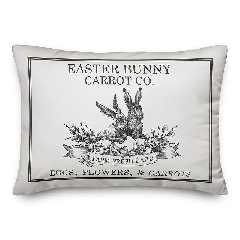 Easter Bunny Carrot Farm Pillow 14" x 20" Throw Pillow
