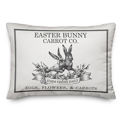 Easter Bunny Carrot Farm Pillow 14" x 20" Throw Pillow