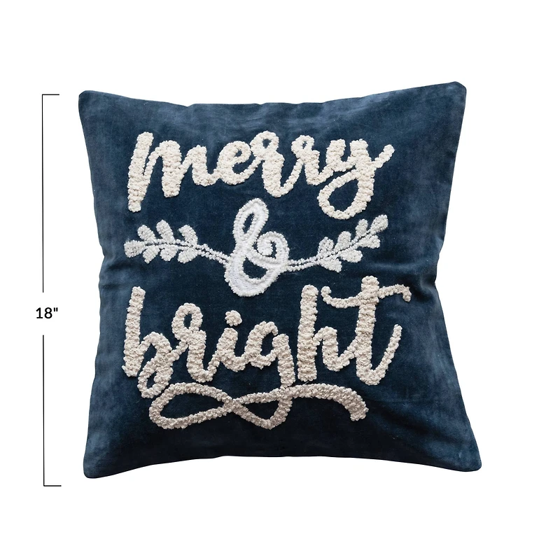 Hello Honey® Navy & White Merry & Bright Cotton Velvet Throw Pillow