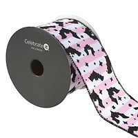 2.5" x 20ft. Glitter Bats on Pink Stripes Wired Ribbon by Celebrate It® Halloween