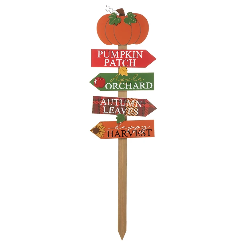 Glitzhome® 41.75" Fall Wooden Pumpkin Patch Yard Stake