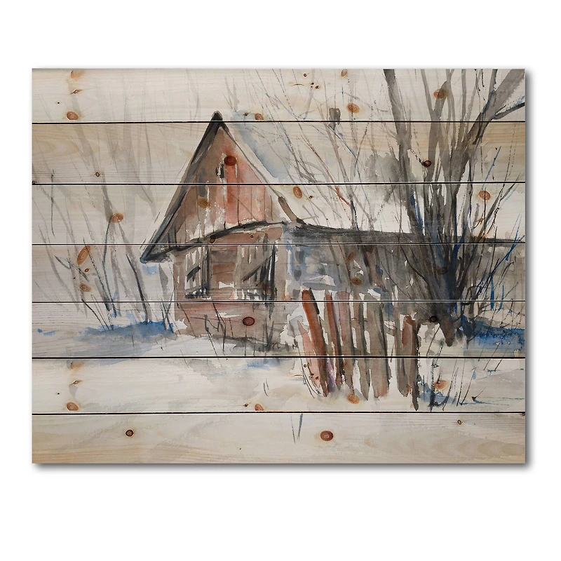 Designart - Old Abandoned Wooden House In Winter Picture