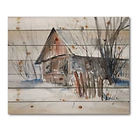 Designart - Old Abandoned Wooden House In Winter Picture