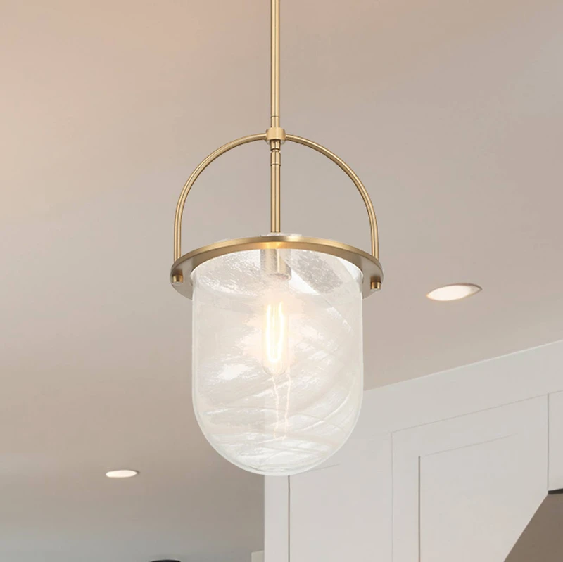 Hello Honey® Beatrice Gold & White Mid-Century Modern Handmade Marbleized Glass & Metal Ceiling Light