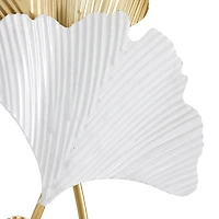 24" White & Gold Metal Modern Nature Sculpture