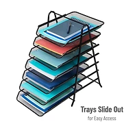 Mind Reader 7-Tier Paper Tray, Desktop Organizer, File Storage, Office, Metal Mesh, Black