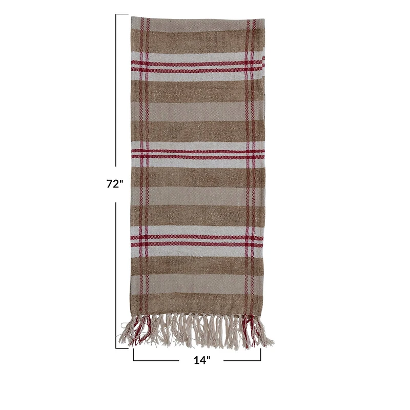 Hello Honey® 6ft. Red, Tan & Cream Plaid Recycled Chenille & Cotton Table Runner