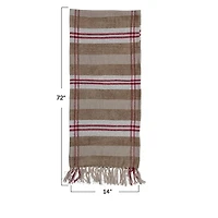 Hello Honey® 6ft. Red, Tan & Cream Plaid Recycled Chenille & Cotton Table Runner