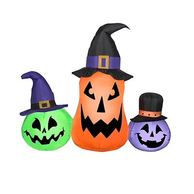 4.5ft. Airblown® Inflatable Halloween Whimsical Pumpkin Trio with Hats Scene
