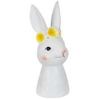 9" White Easter Bunny Bust with Daisy Flower Crown