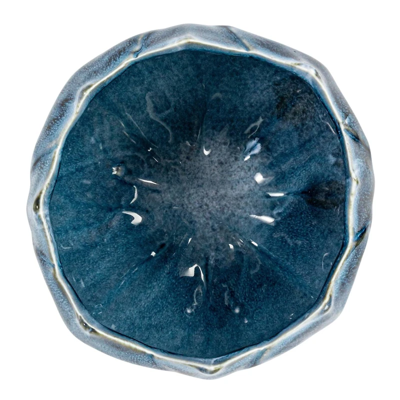 Hello Honey® 7" Blue Reactive Glaze Scalloped Edge Stoneware Planter