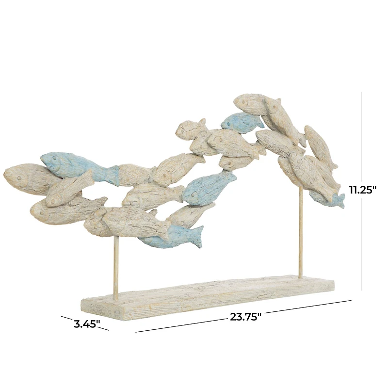 24" Light Blue Ombre Textured Polystone Fish Swimming Sculpture with Stand