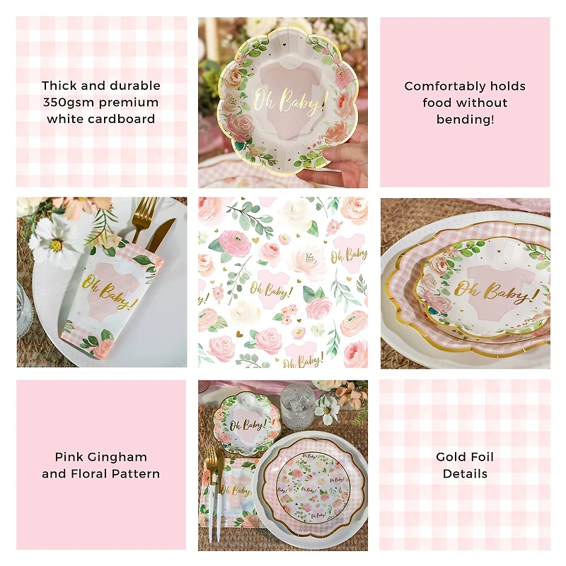 Kate Aspen® Pink Floral Baby Shower Onesie Tableware Set