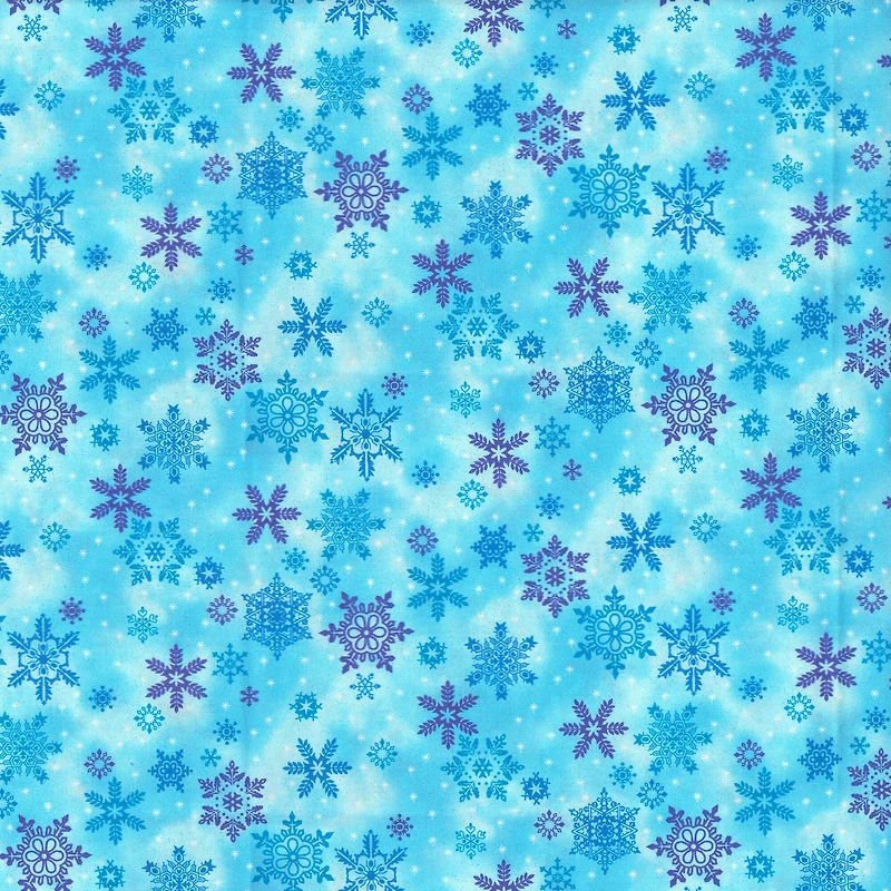 Fabric Traditions Light Blue Glitter Snowflake Cotton Fabric