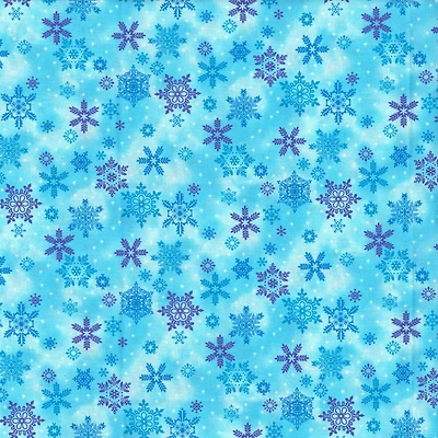 Fabric Traditions Light Blue Glitter Snowflake Cotton Fabric