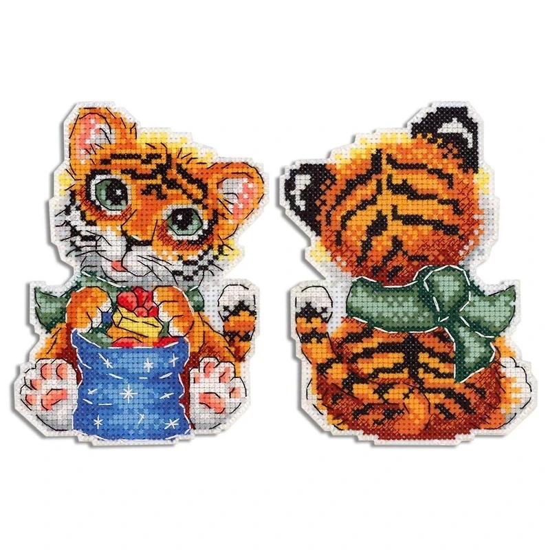 MP Studia Baby Tiger Christmas Tree Ornament Plastic Canvas Counted Cross Stitch Kit