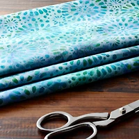 Feldman Batik Turquoise Plum Stamp Starburst Cotton Fabric