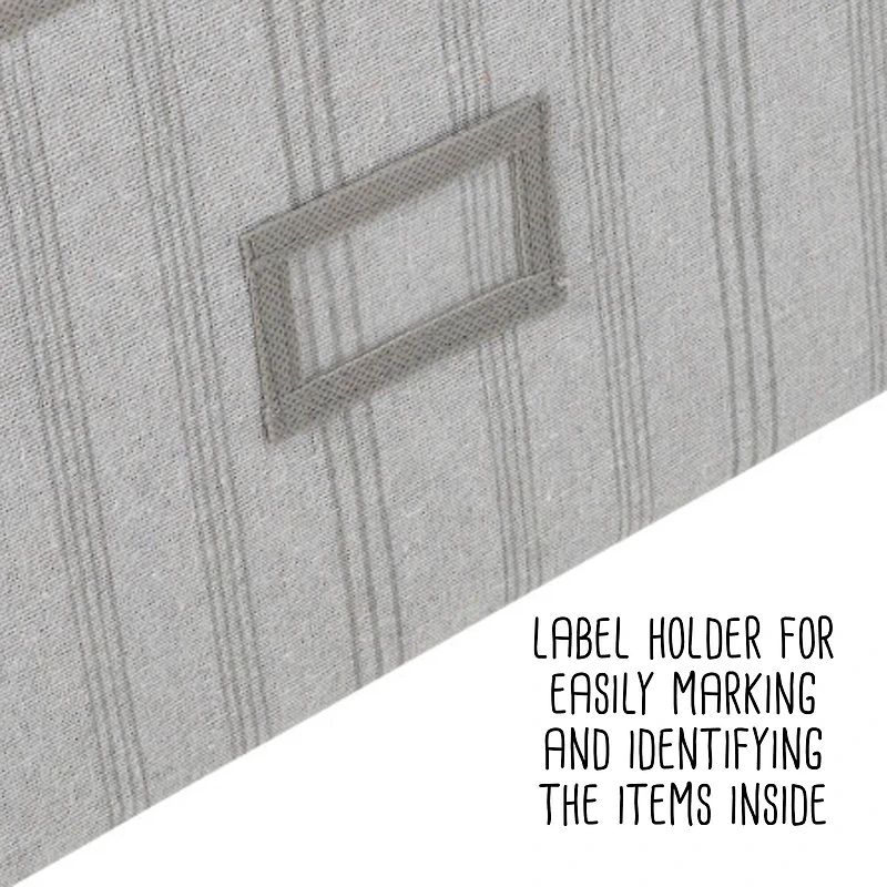 Honey Can Do Gray Stripes Large Collapsible Fabric Storage Bins with Handles, 3ct.